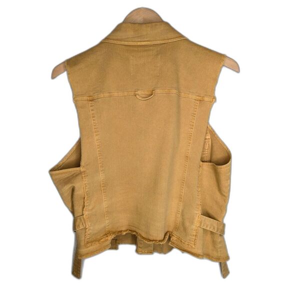 Anthropologie Vest Jacket Wms Sz XL Utility Crop Raw Hem Mustard Boho Capsule - Picture 2 of 7